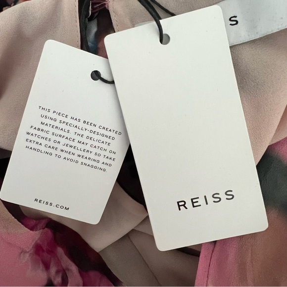 REISS JOSEPHINE PINK FLORAL PRINTED MINI LONG SLEEVE DRESS size 4 - Picture 9 of 11